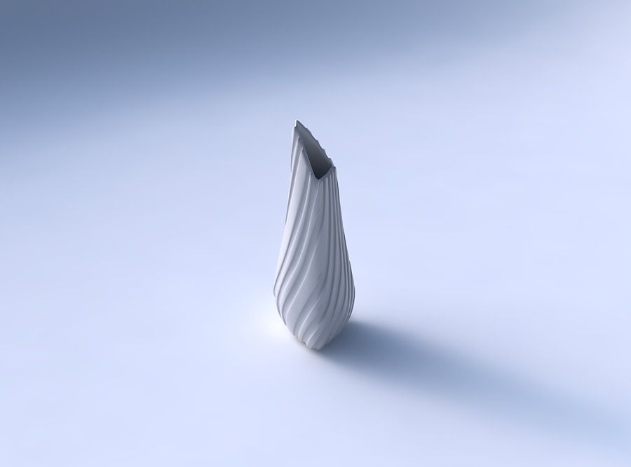 Vase puffy tipped triangle with twisted smooth ribbons 3D print model_3