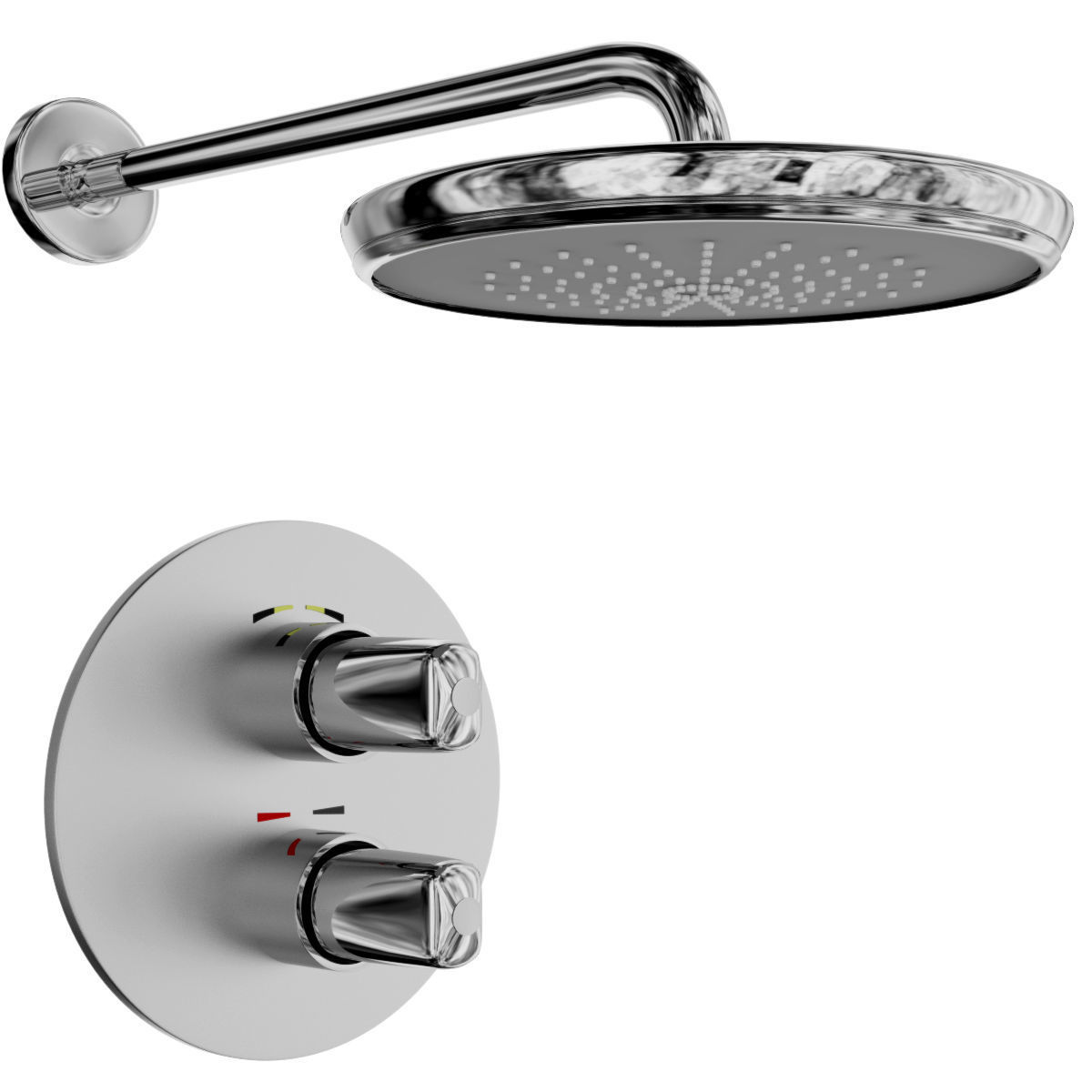 Shower set head and hand held 3D model_6