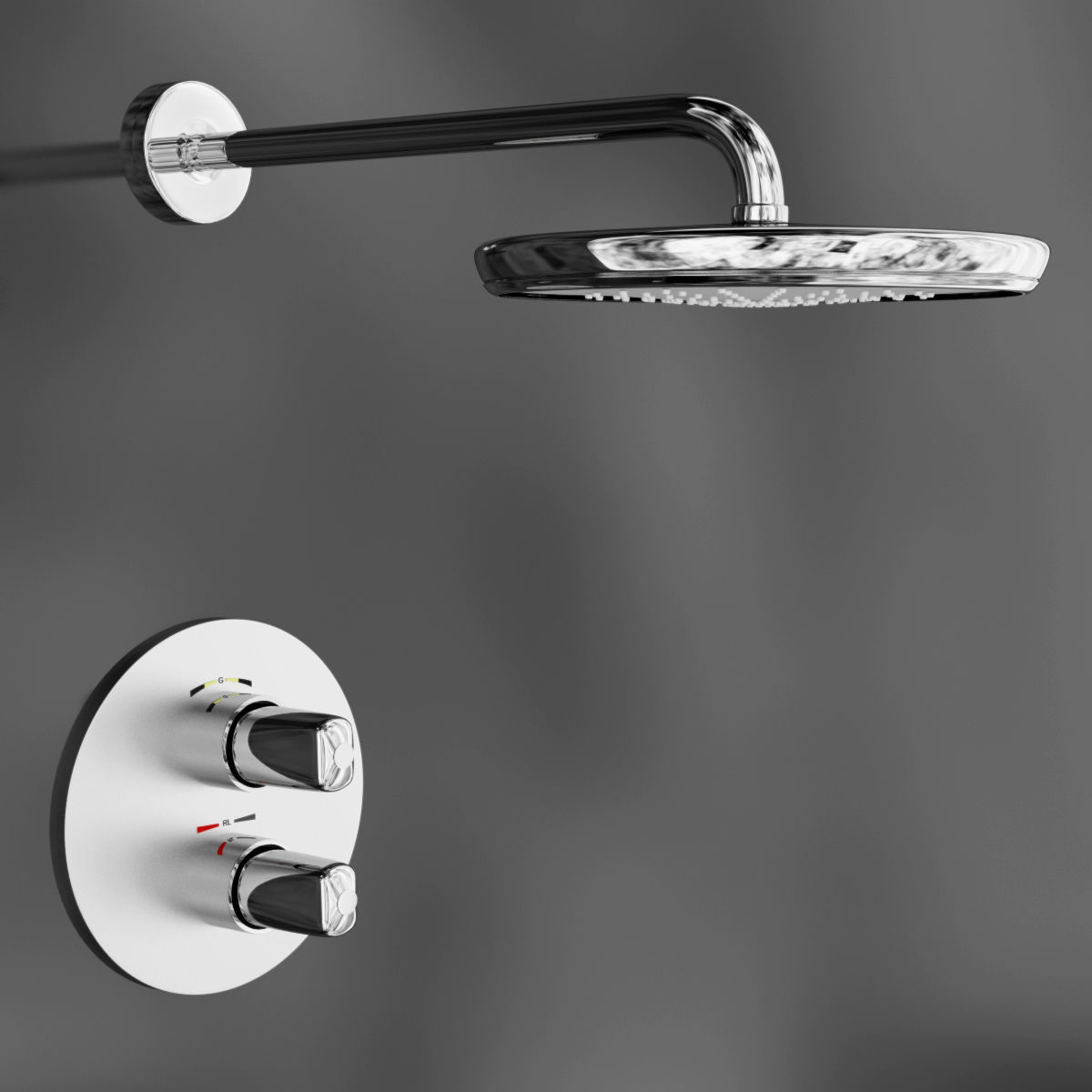 Shower set head and hand held 3D model_2