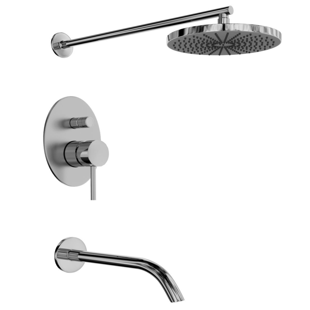 Shower set head and hand held 3D model_8