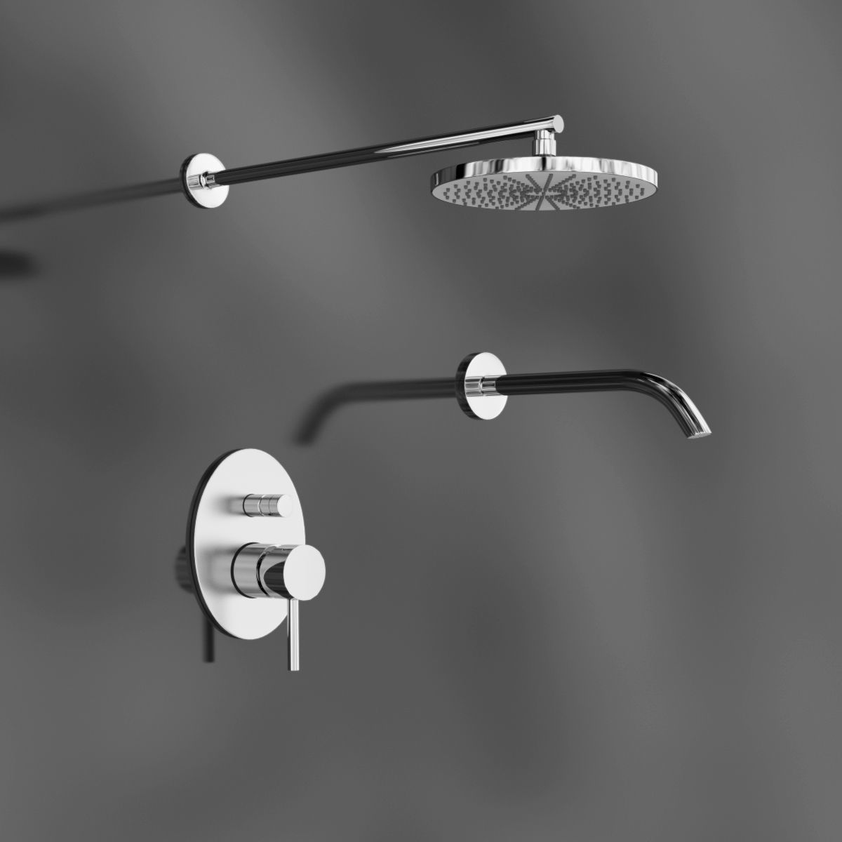 Shower set head and hand held 3D model_1