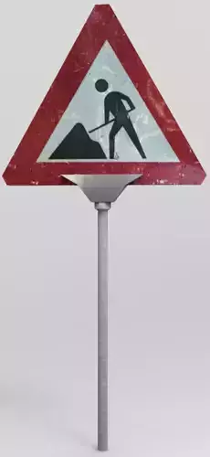 grave road sign with man 3D model