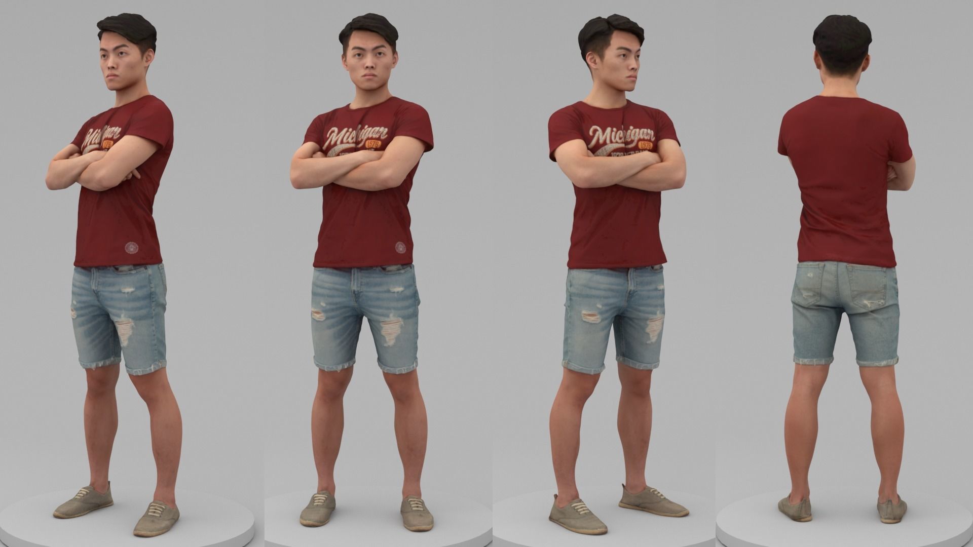 A Strong Young Man With Arms Crossed  3D model_4