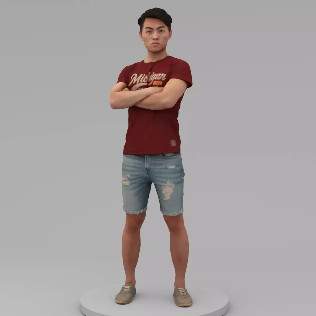 A Strong Young Man With Arms Crossed  3D model_0
