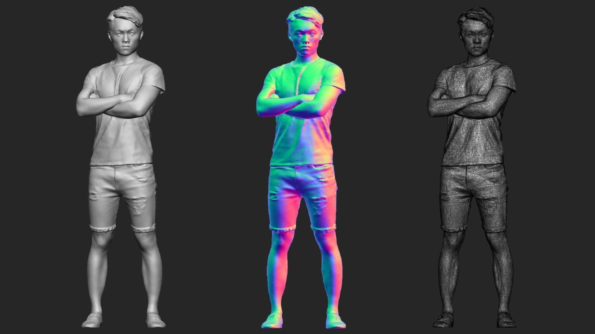 A Strong Young Man With Arms Crossed  3D model_6