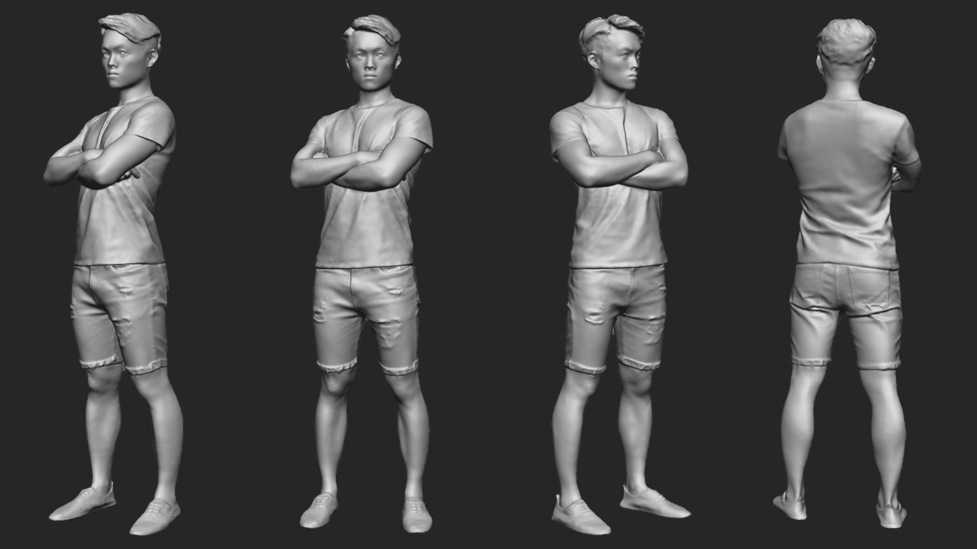 A Strong Young Man With Arms Crossed  3D model_5