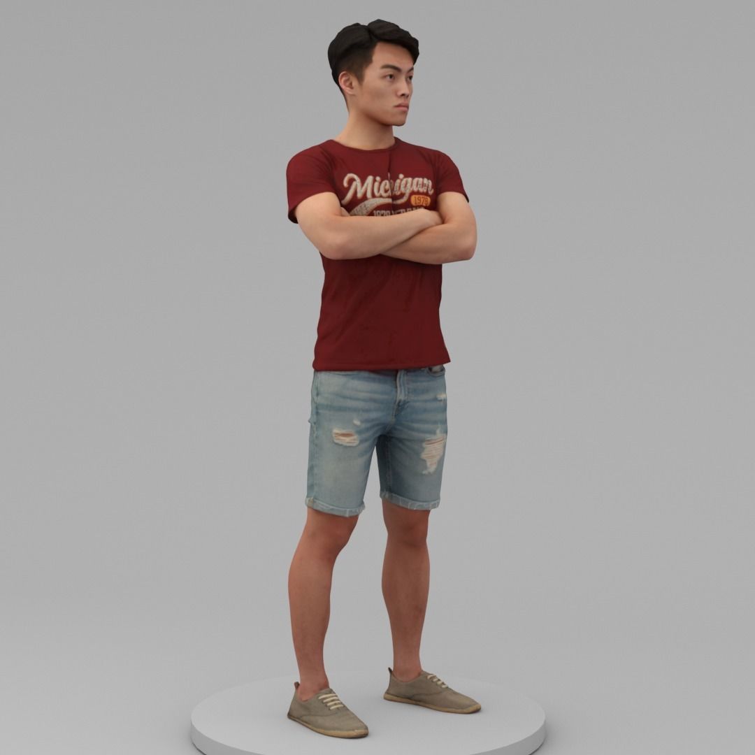 A Strong Young Man With Arms Crossed  3D model_2