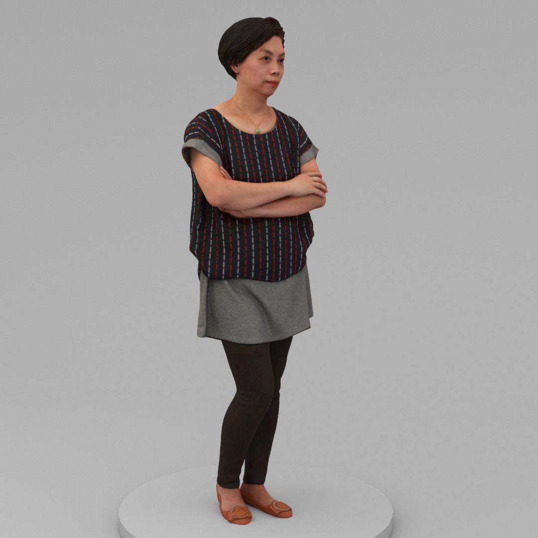 A Middle-aged Woman With Arms Crossed  3D model_2