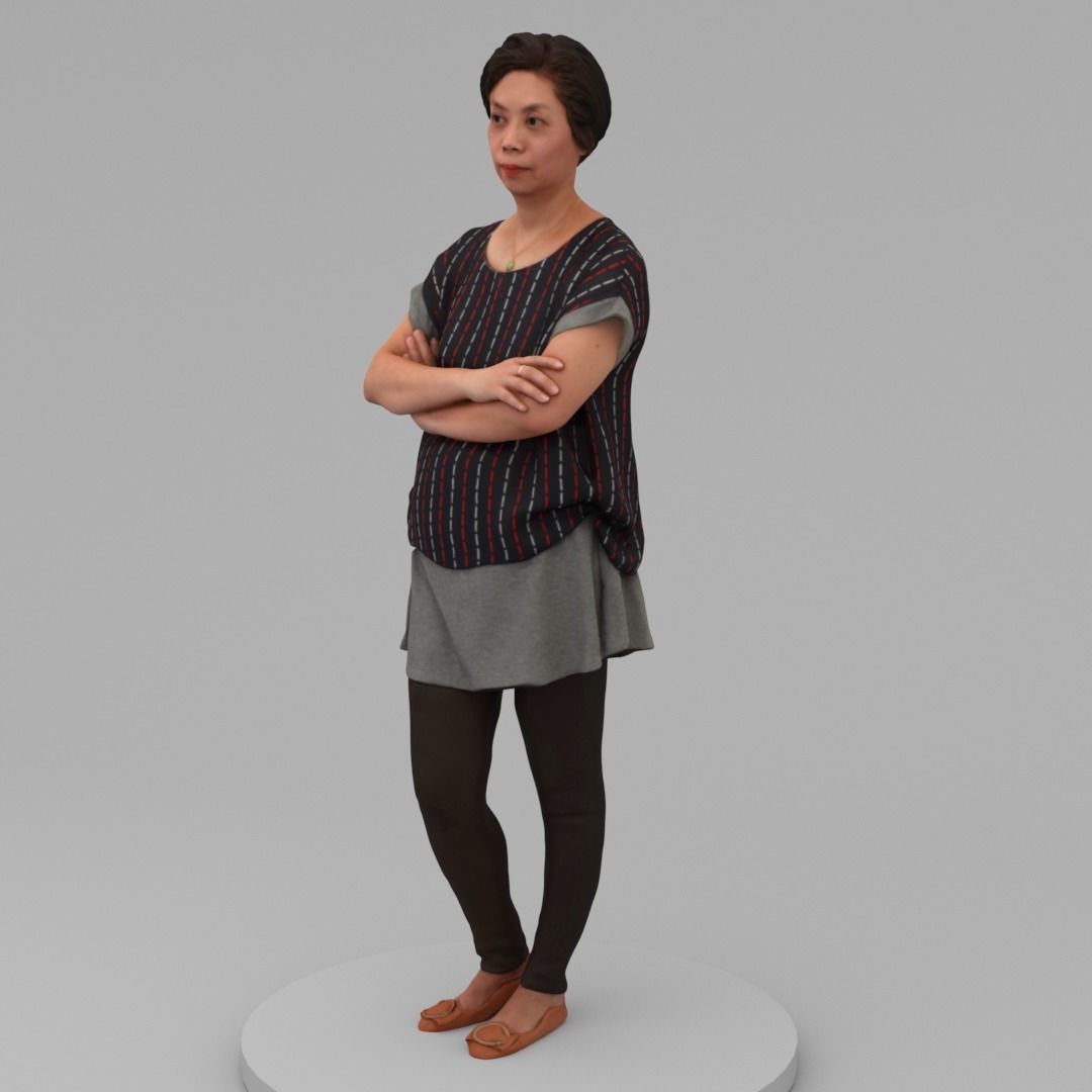 A Middle-aged Woman With Arms Crossed  3D model_1