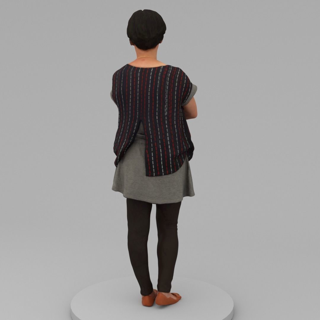 A Middle-aged Woman With Arms Crossed  3D model_3