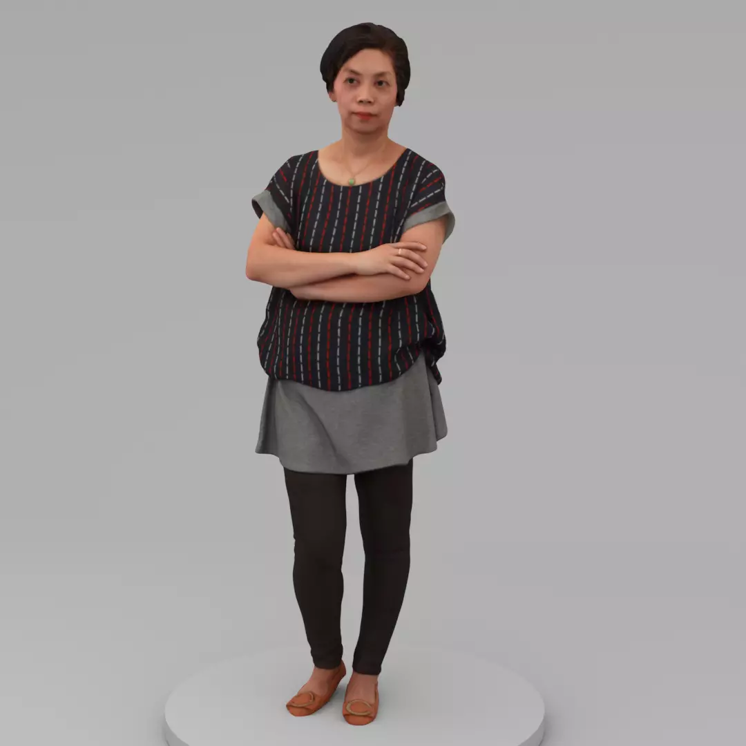 A Middle-aged Woman With Arms Crossed  3D model_0