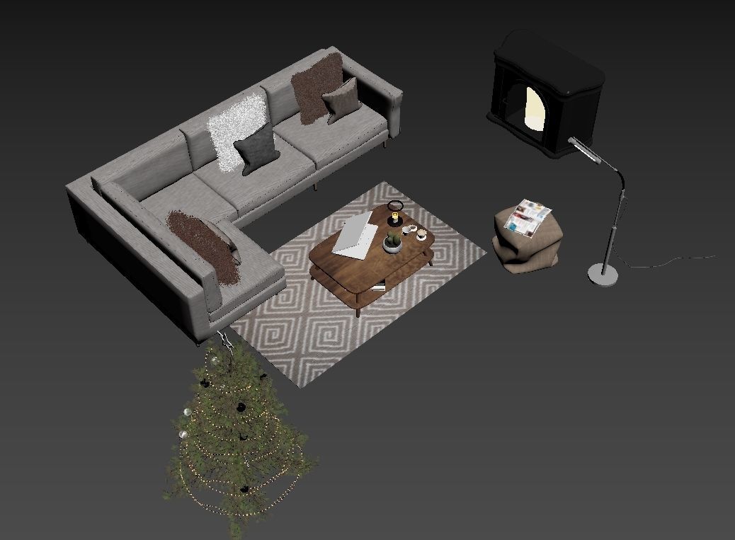 Winter Cabin House 3D model_34
