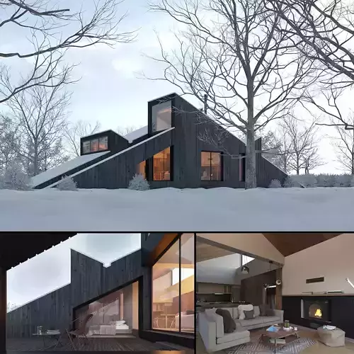 Winter Cabin House 3D model