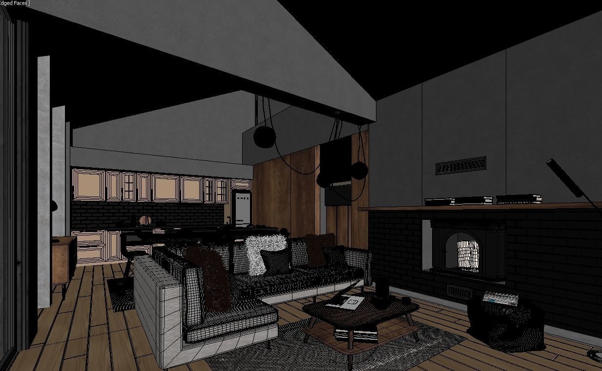 Winter Cabin House 3D model_28
