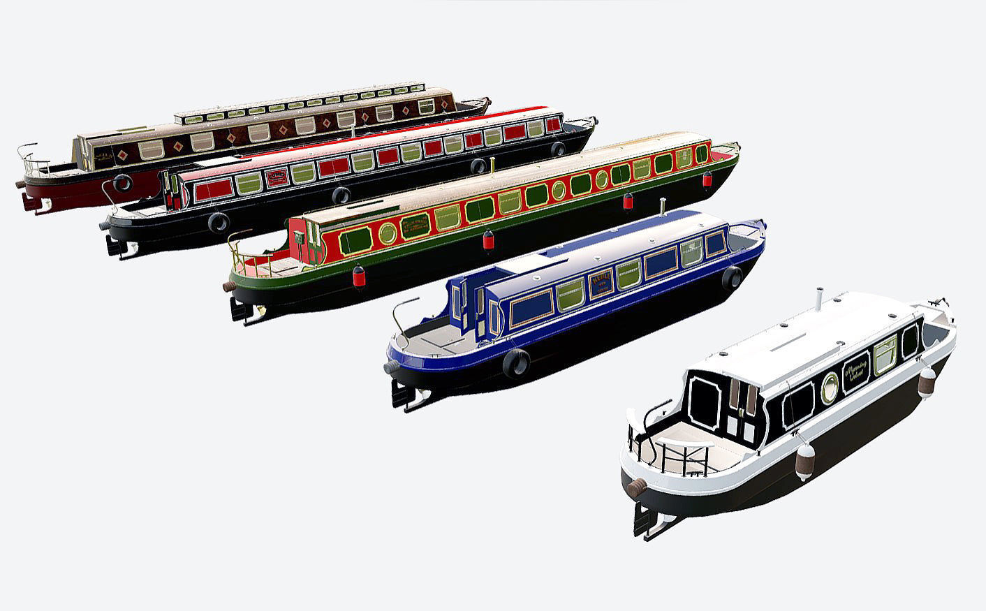 Narrowboats collection boat 3D model_6