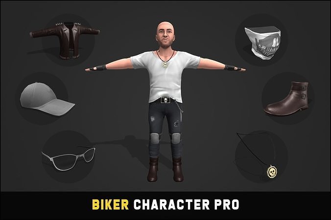 Biker Character Pro Low-poly 3D model