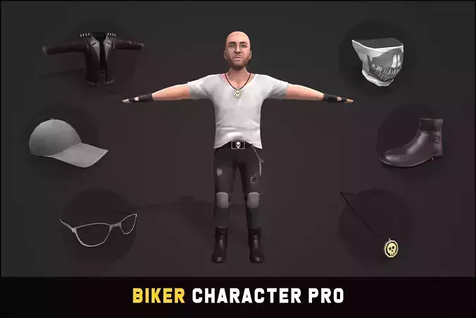 Biker Character Pro Low-poly 3D model