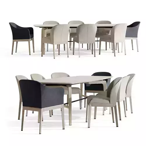 Giorgetti Blade Table and Normal Chair 3D model Giorgetti Blade Table and Normal Chair 3D model