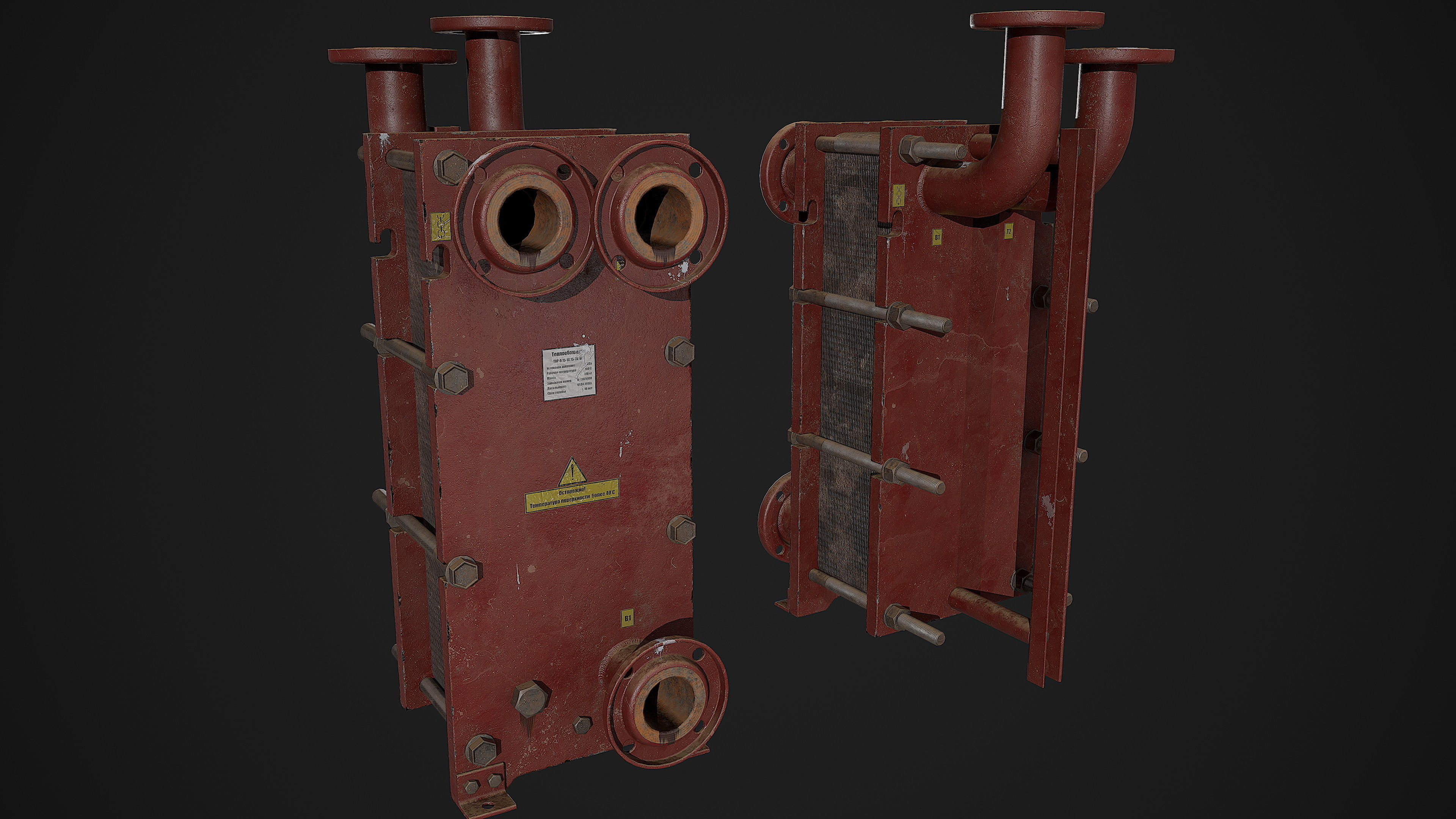 Old russian medium Heat Exchanger Low-poly 3D model_2