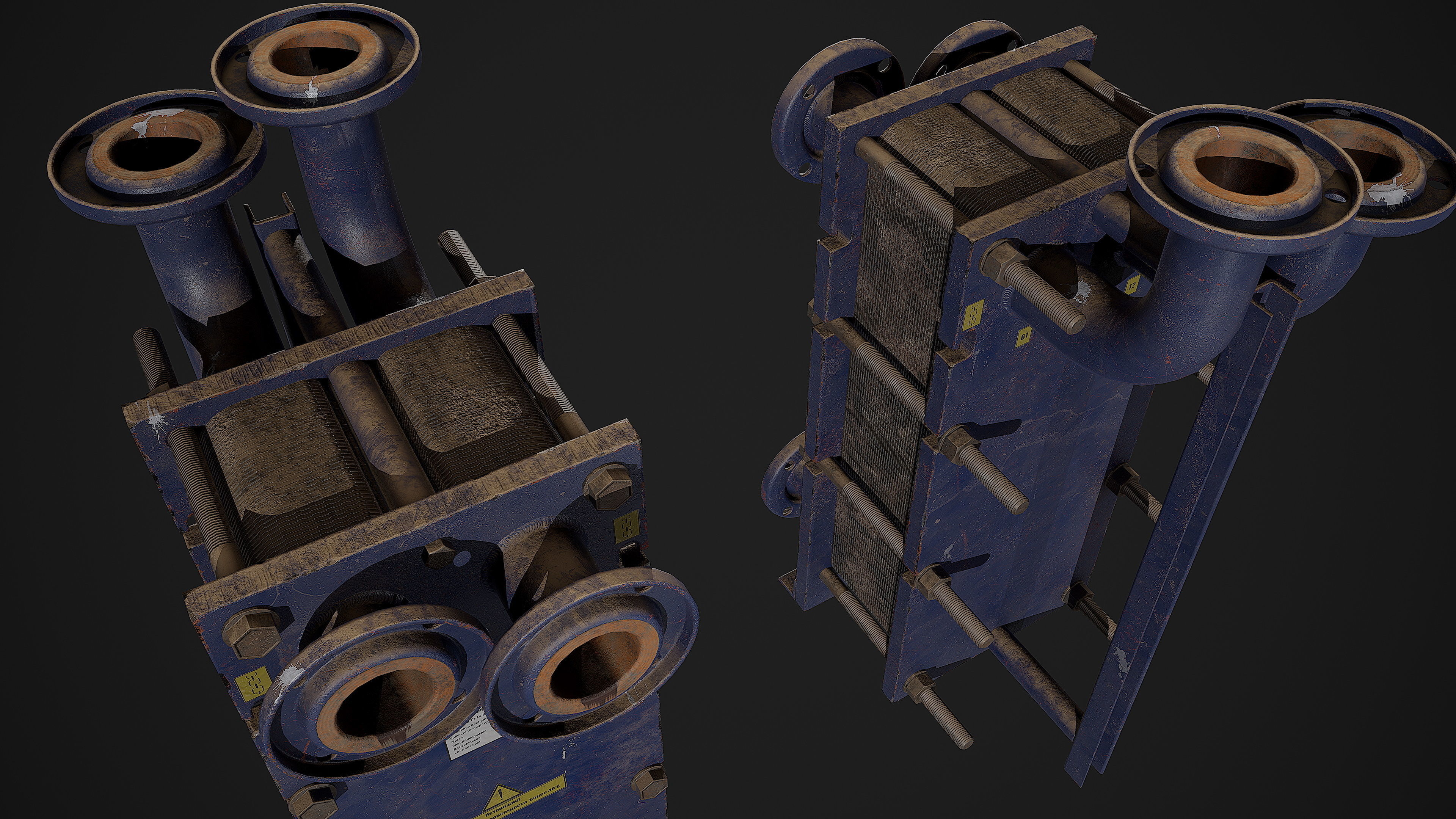 Old russian medium Heat Exchanger Low-poly 3D model_3