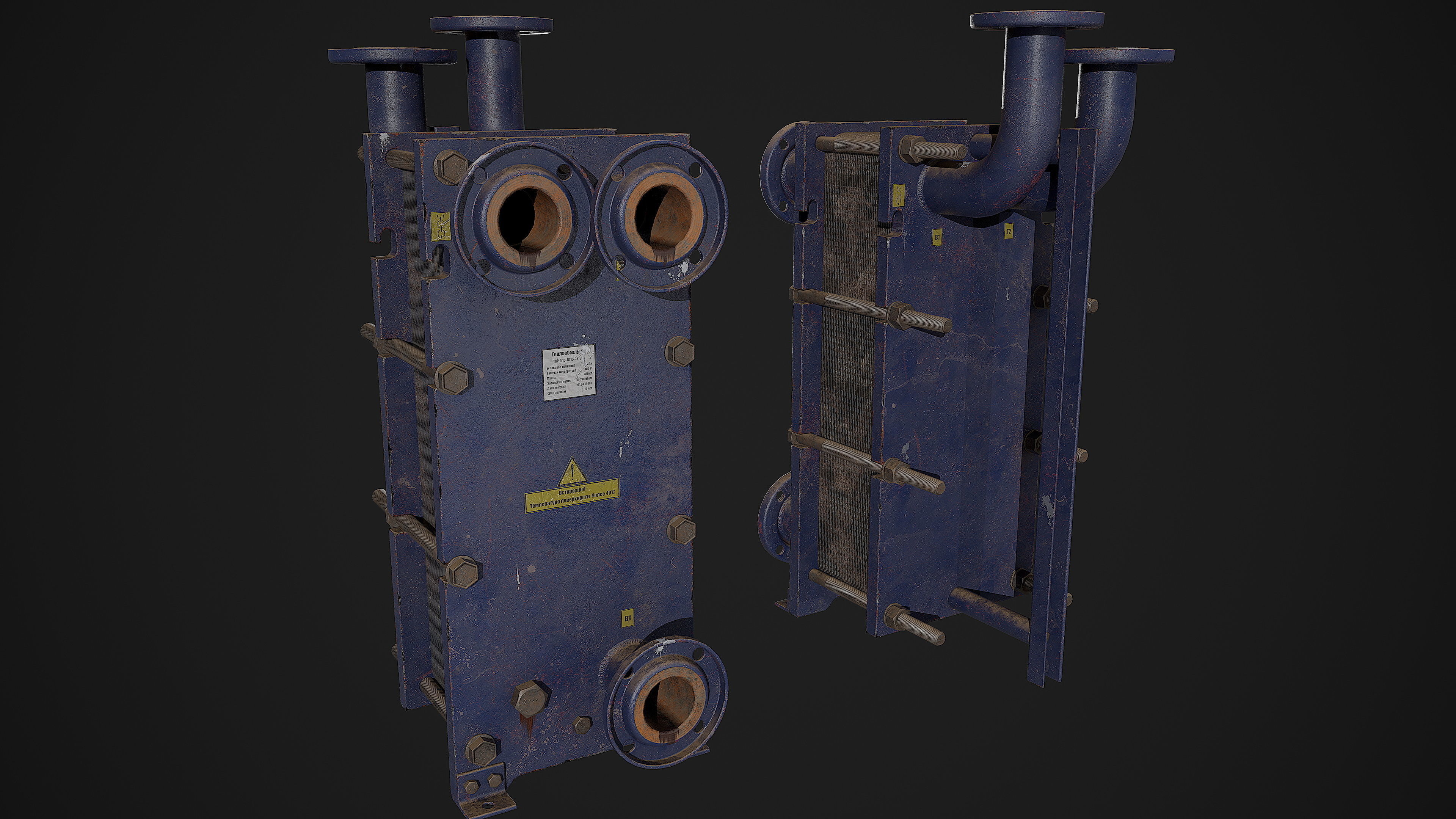 Old russian medium Heat Exchanger Low-poly 3D model_1