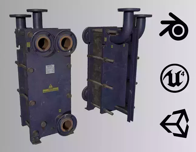 Old russian medium Heat Exchanger Low-poly 3D model