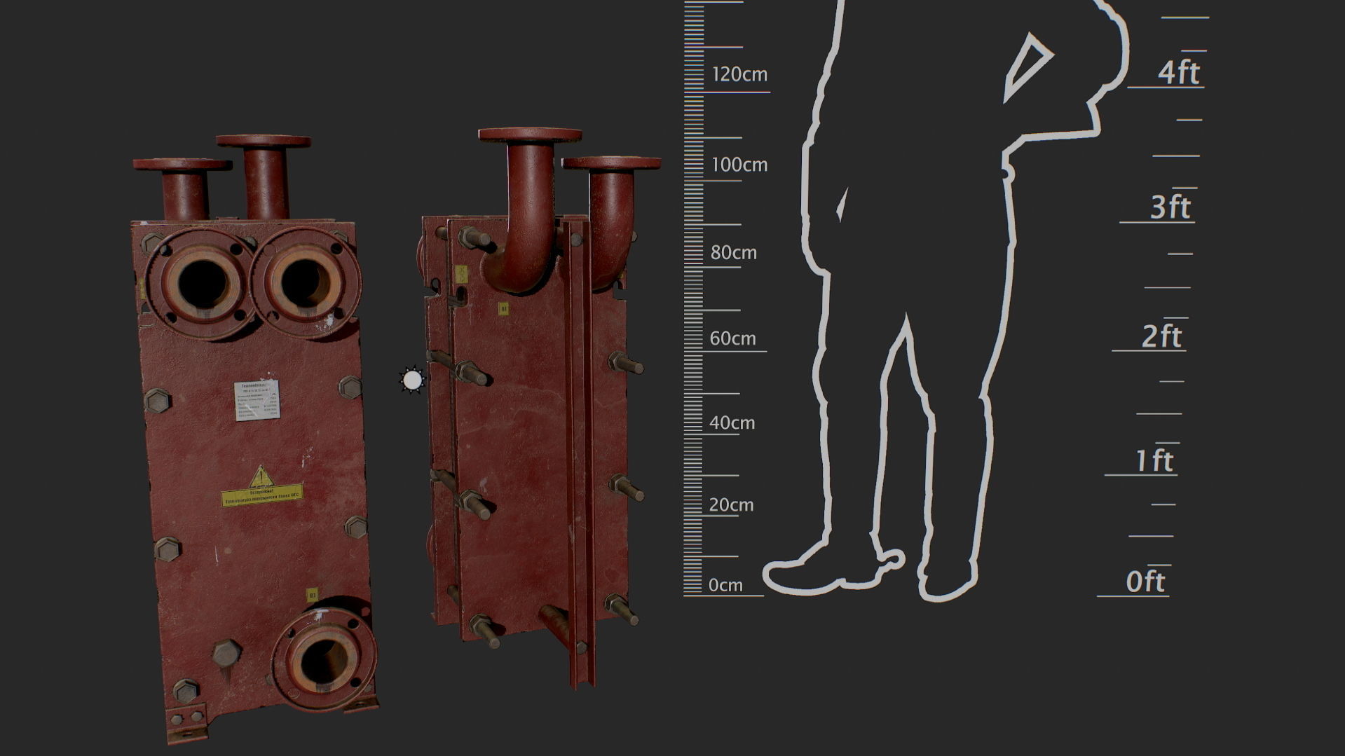 Old russian medium Heat Exchanger Low-poly 3D model_6