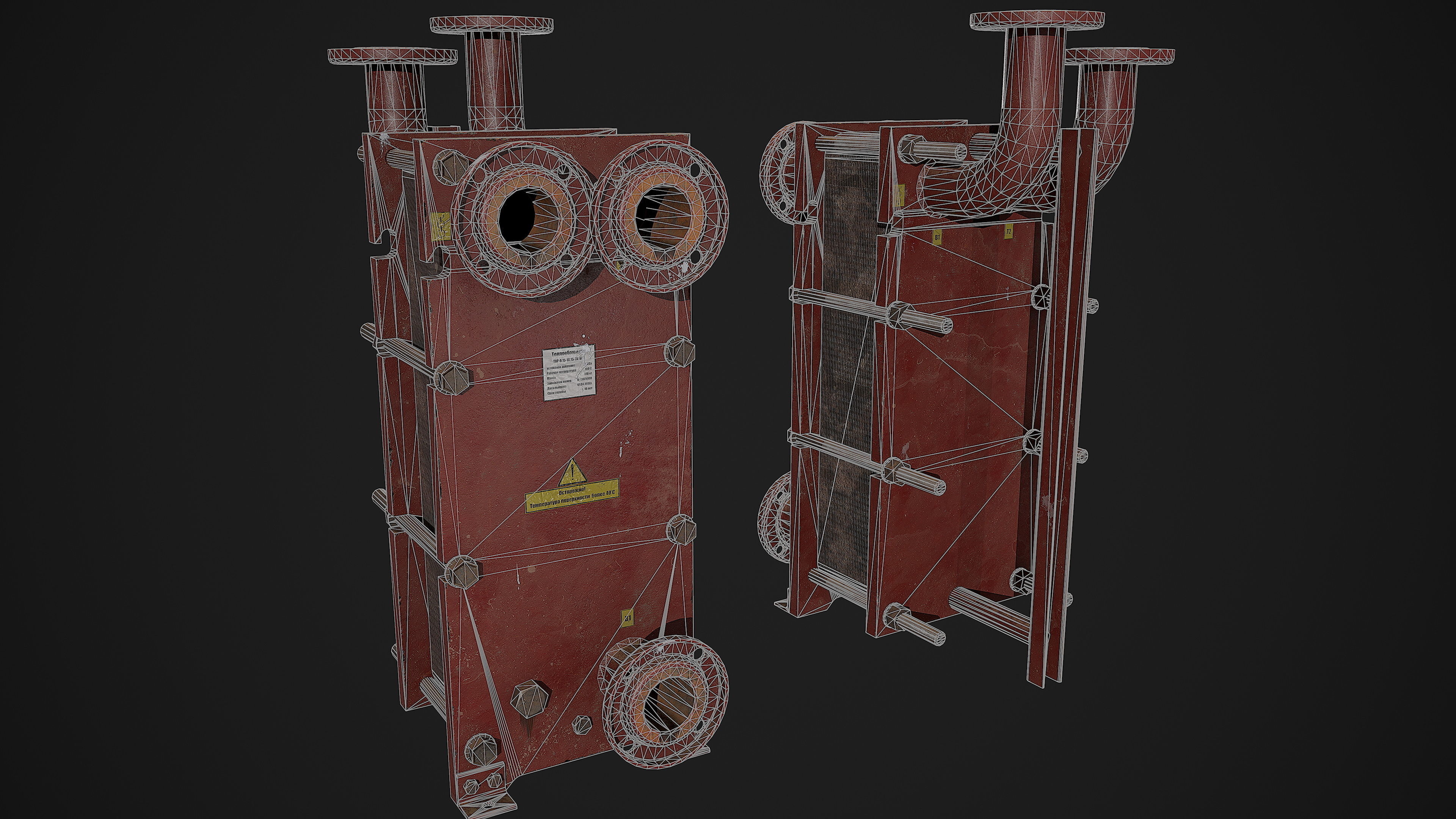 Old russian medium Heat Exchanger Low-poly 3D model_5