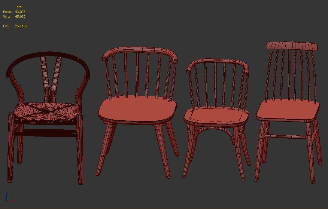 4 wooden chair dg home 3D model_2