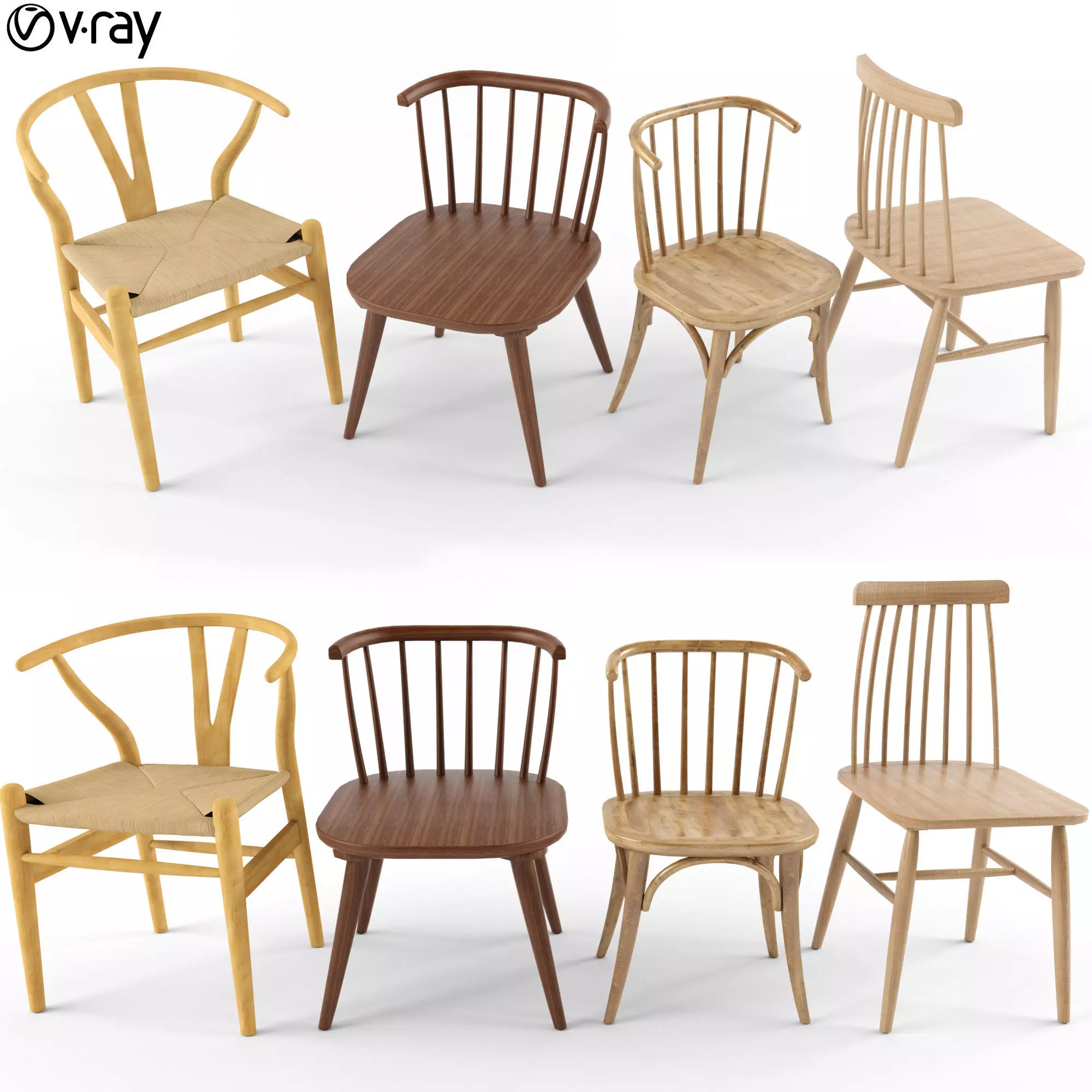 4 wooden chair dg home 3D model_0