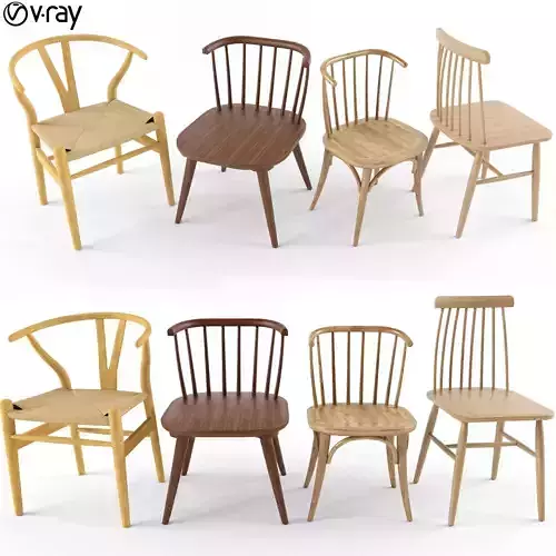 4 wooden chair dg home 3D model