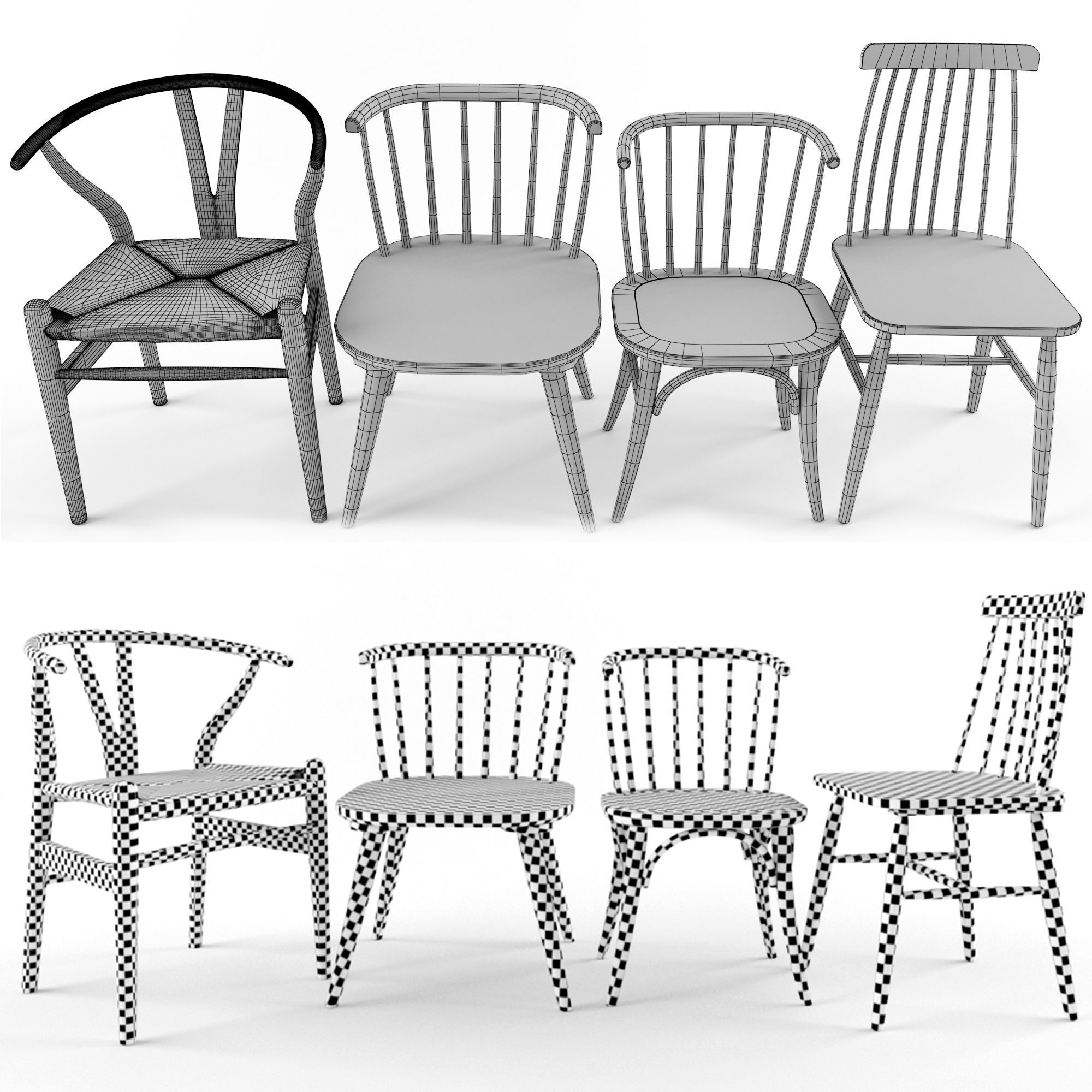 4 wooden chair dg home 3D model_1