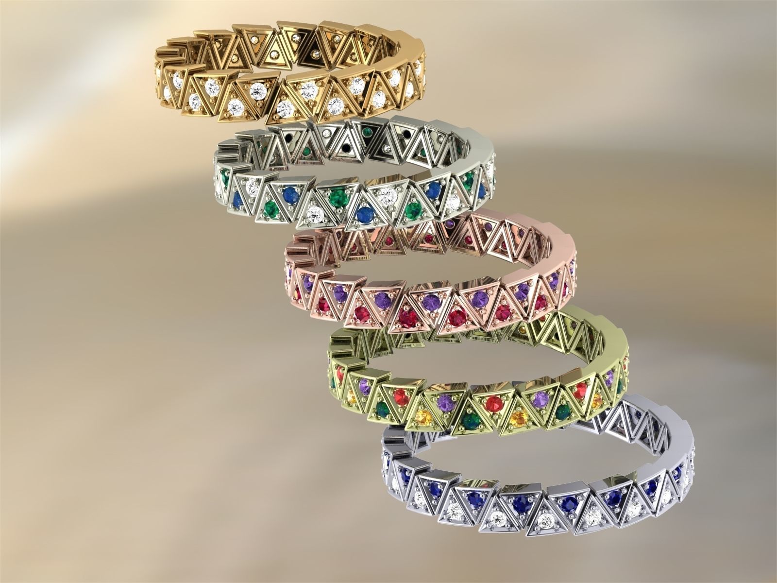  Rings quintet from triangles alliance  3D print model_18