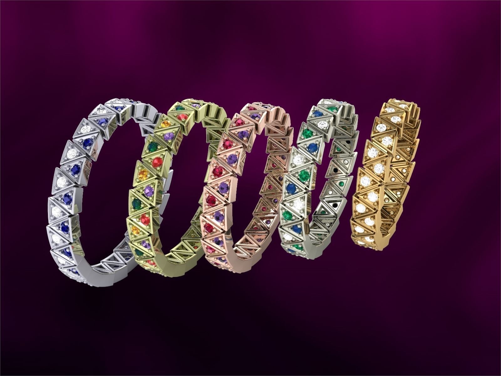  Rings quintet from triangles alliance  3D print model_15