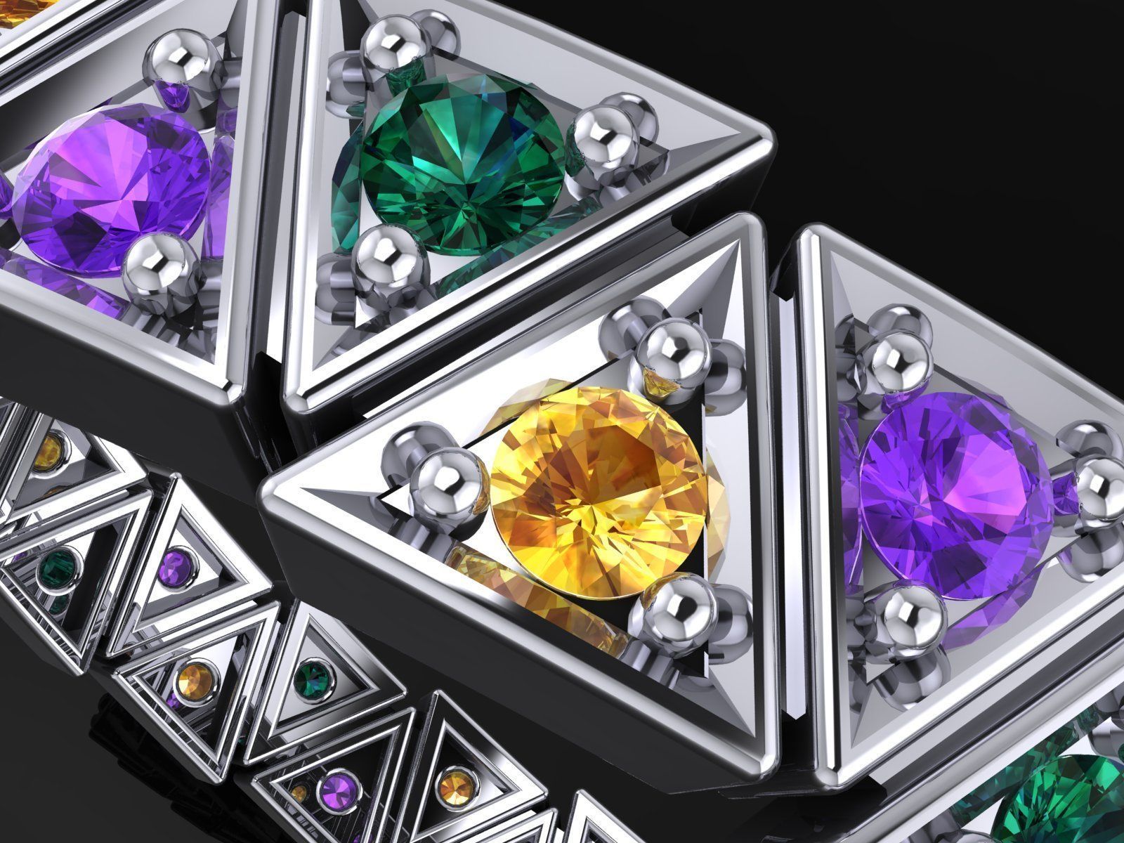  Rings quintet from triangles alliance  3D print model_2