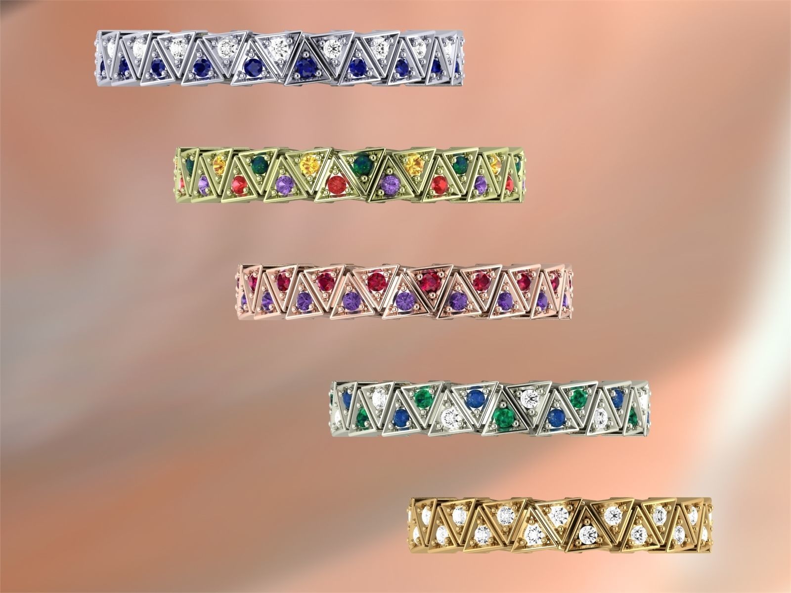  Rings quintet from triangles alliance  3D print model_16