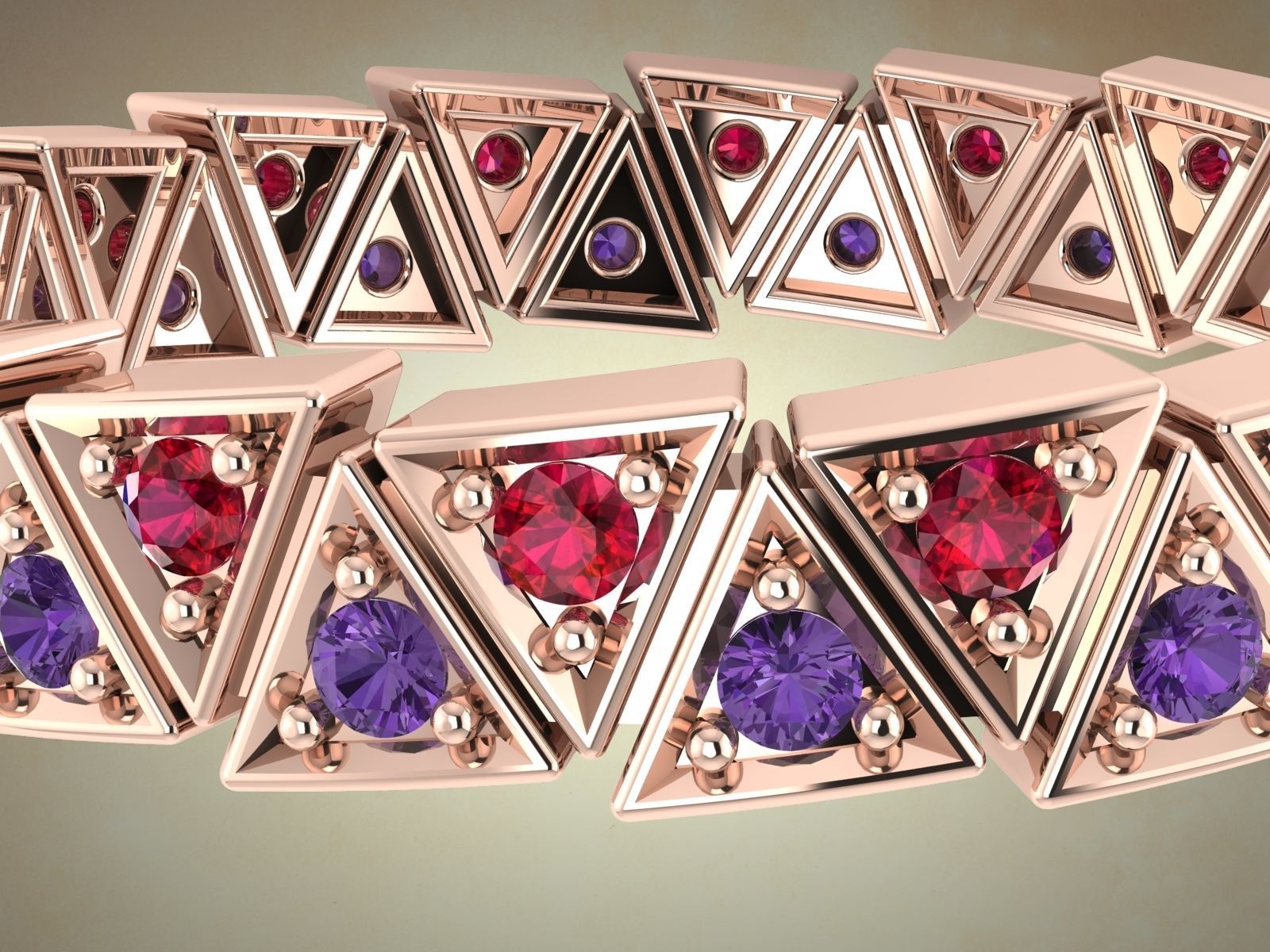  Rings quintet from triangles alliance  3D print model_3