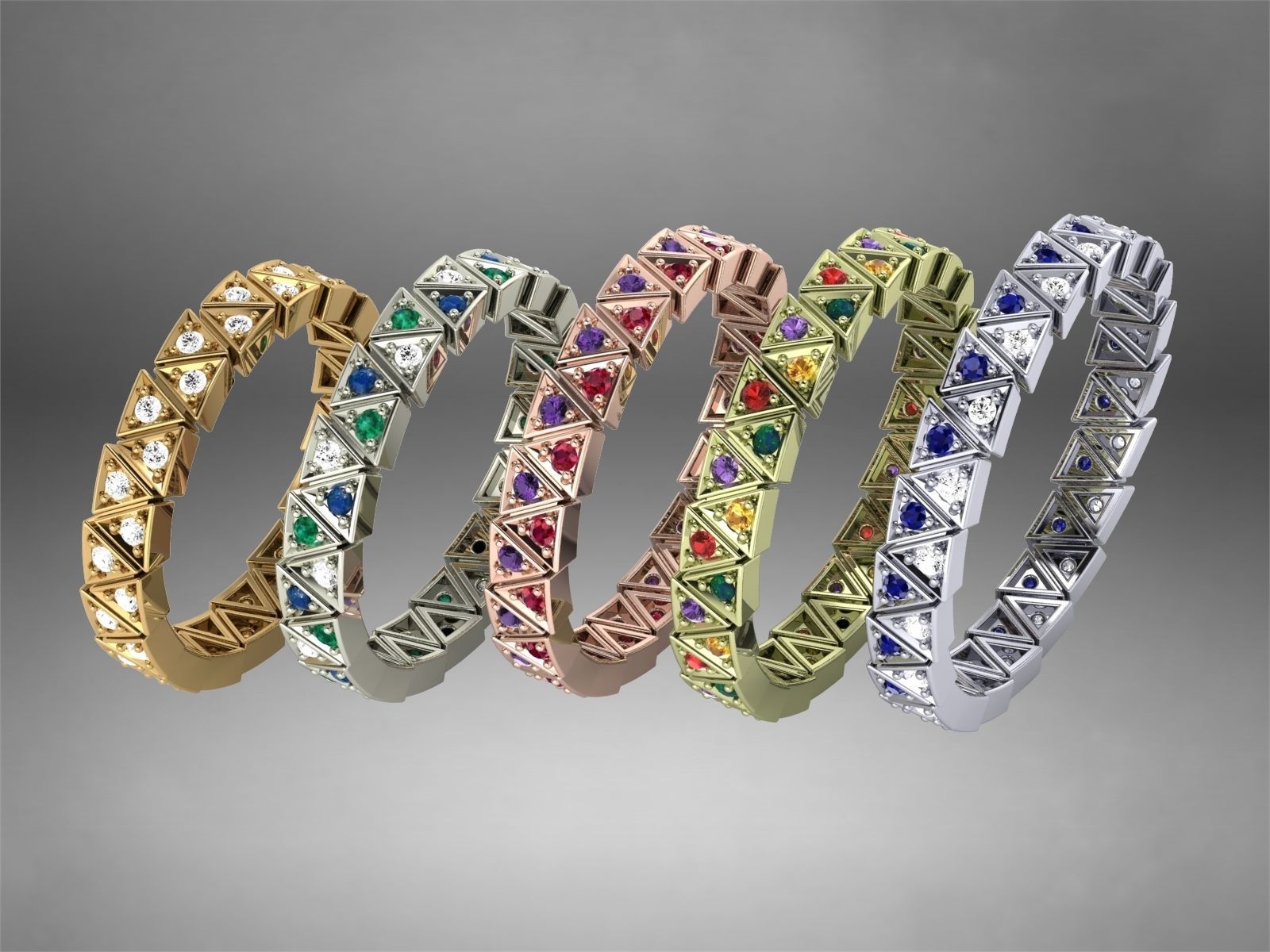  Rings quintet from triangles alliance  3D print model_19