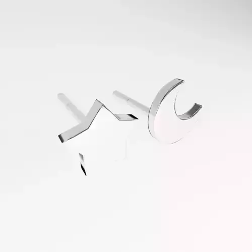 Star and Moon Earring v1 001 Low-poly 3D model