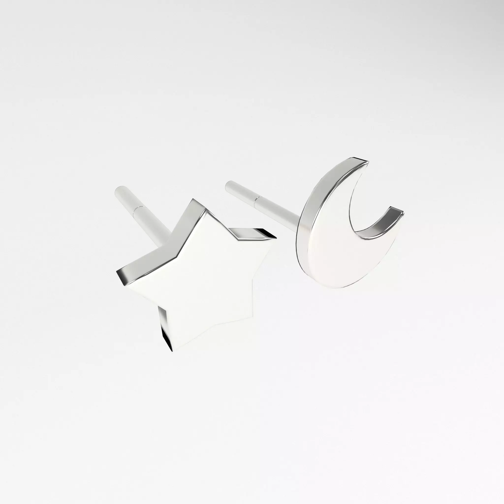 Star and Moon Earring v1 001 Low-poly 3D model