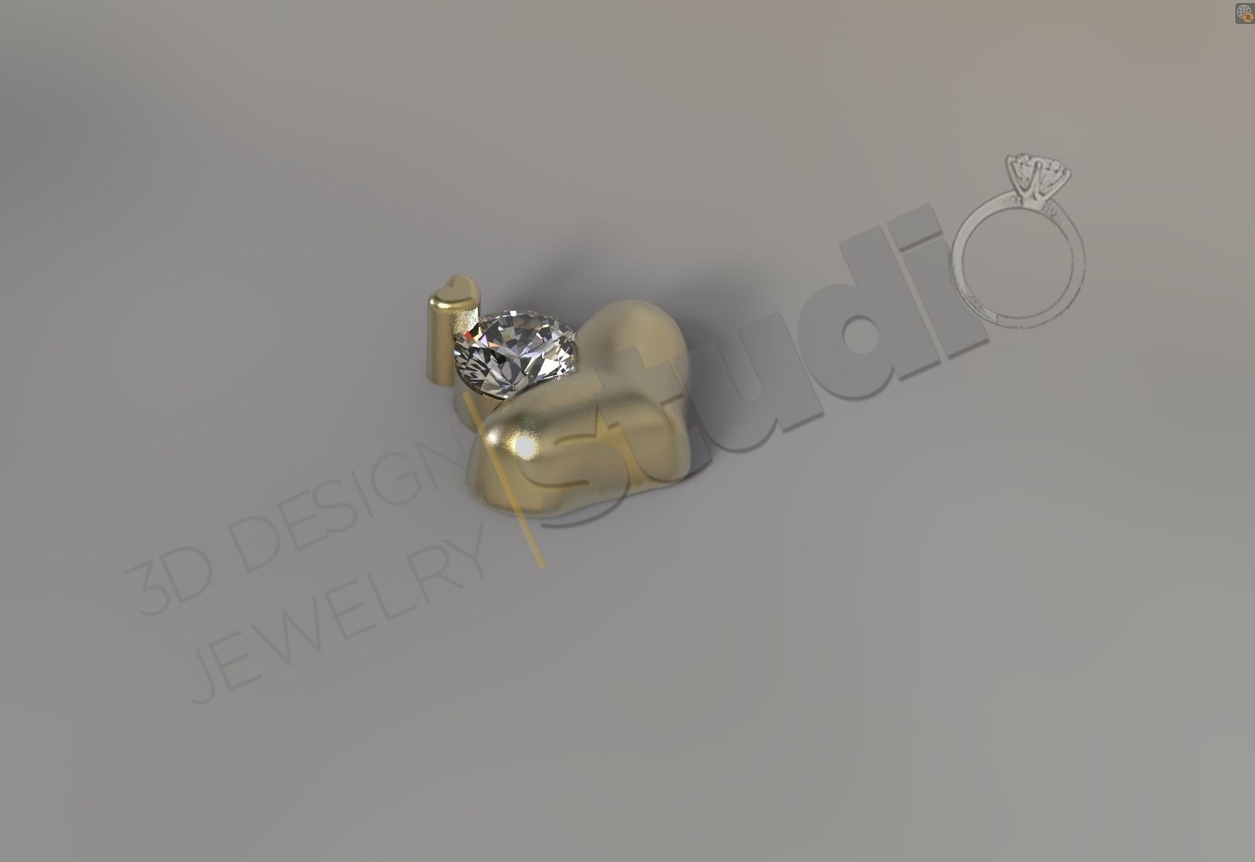 Small cute heart pendant with gem 3d model 3D print model_1
