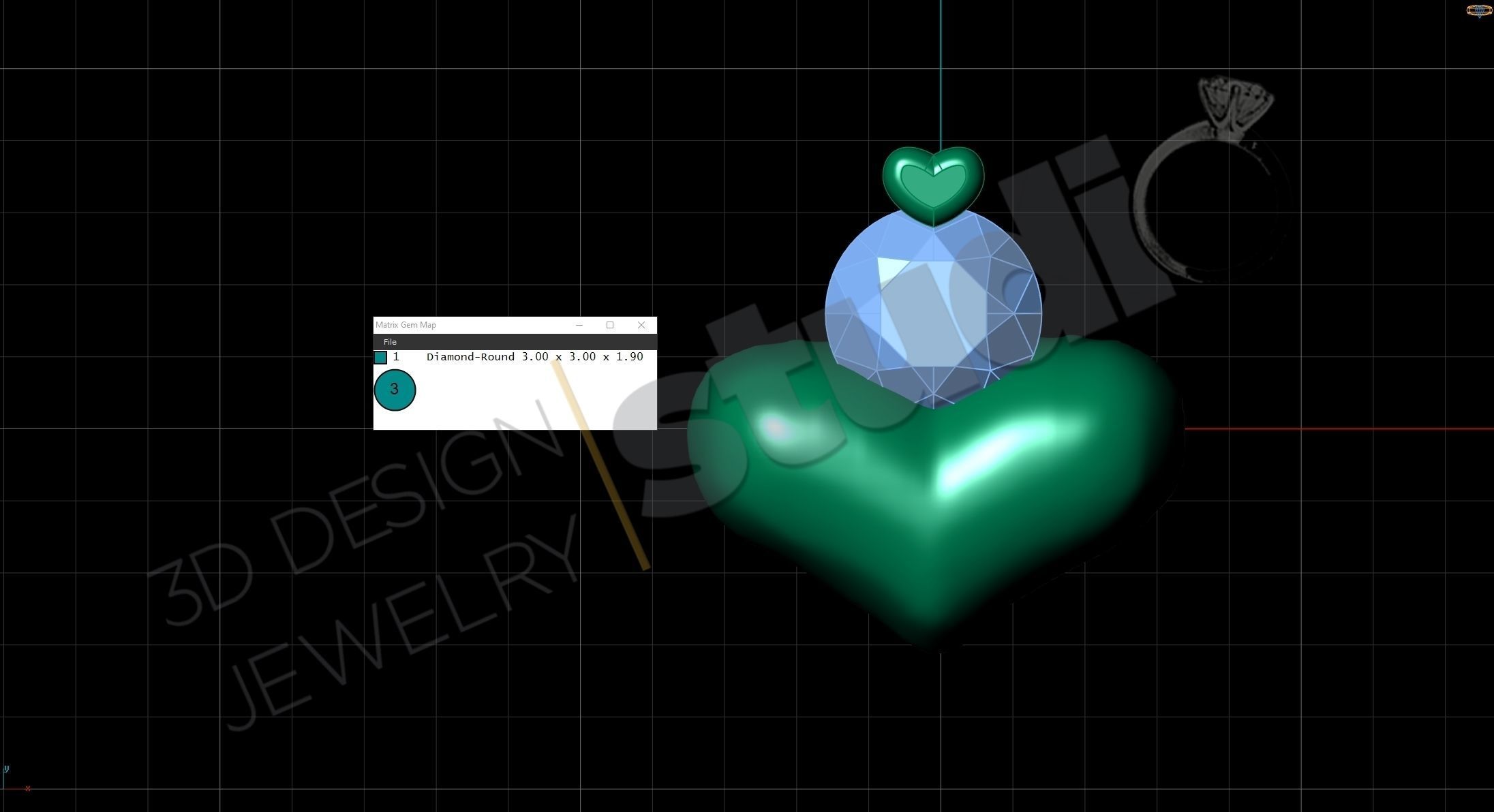 Small cute heart pendant with gem 3d model 3D print model_4