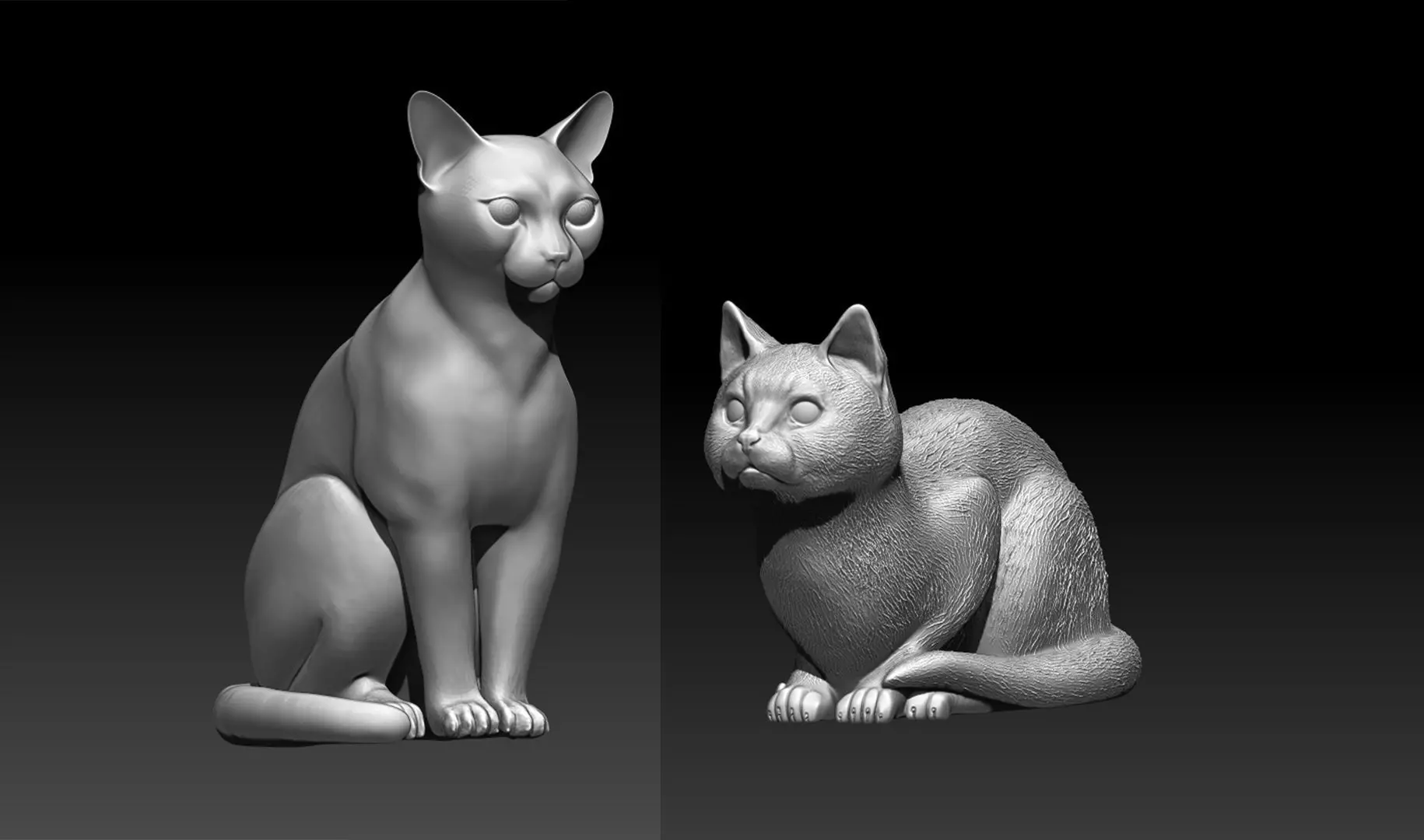 cat sculptures 3D print model