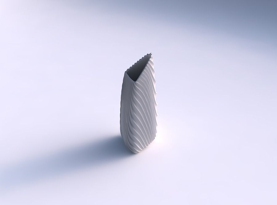 Vase tipped triangle with wavy extruded lines 2 3D print model_0