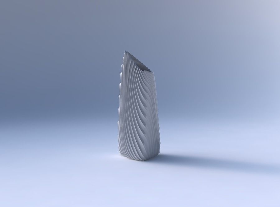 Vase tipped triangle with wavy extruded lines 2 3D print model_4