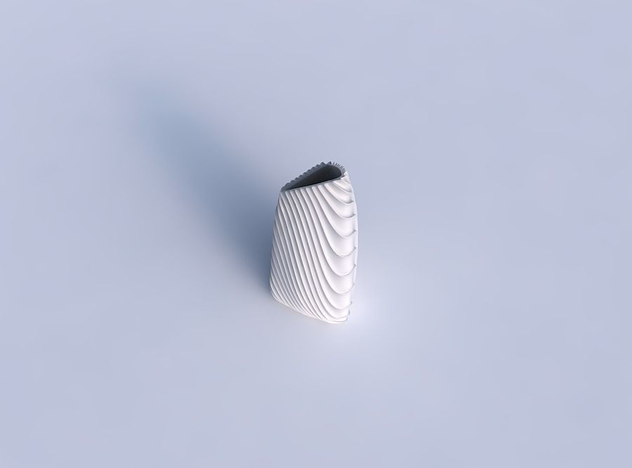 Vase tipped triangle with wavy extruded lines 2 3D print model_1