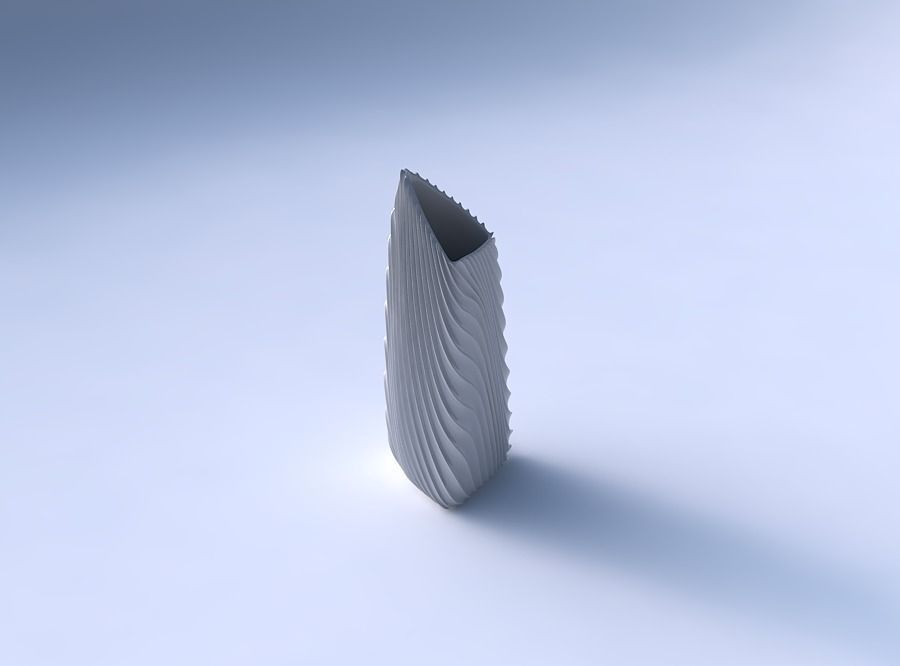 Vase tipped triangle with wavy extruded lines 2 3D print model_3