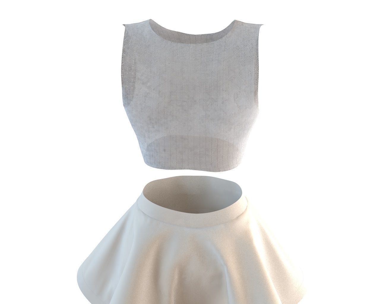 Stylish Designer Set of Wedding Dress Lace Top and Layer Skirt 3D model_8