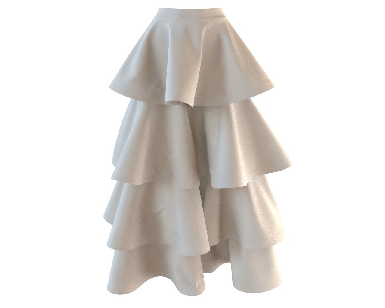 Stylish Designer Set of Wedding Dress Lace Top and Layer Skirt 3D model_9