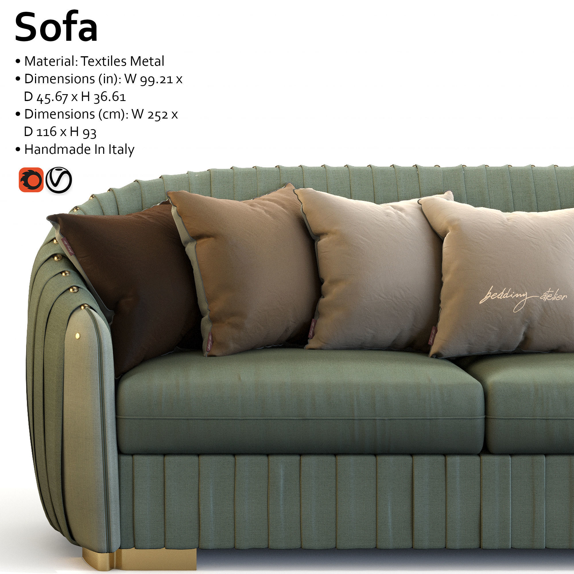 Sofa Bedding Atelier Via Spiga 3D model_4